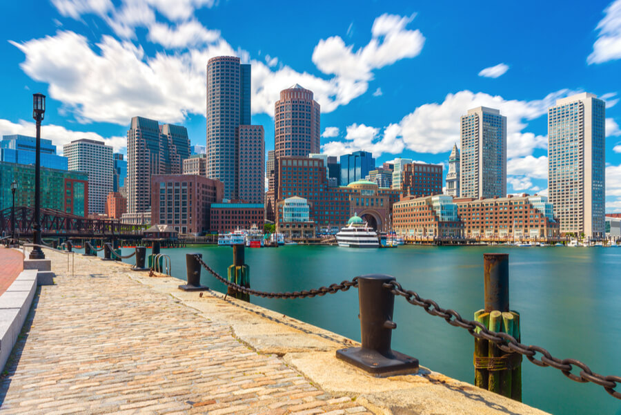 Boston skyline in sunny summer day,