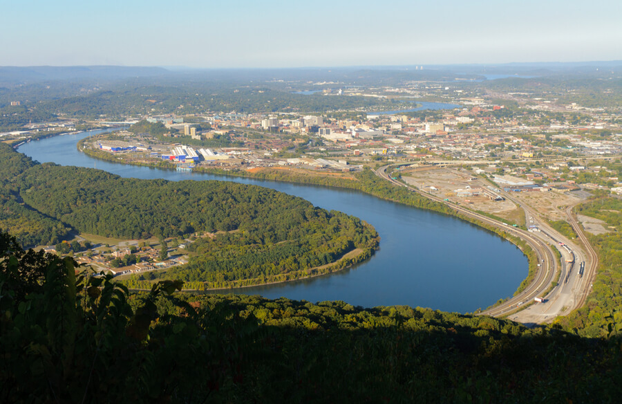Mountain overlook of Chattanooga, Tennessee