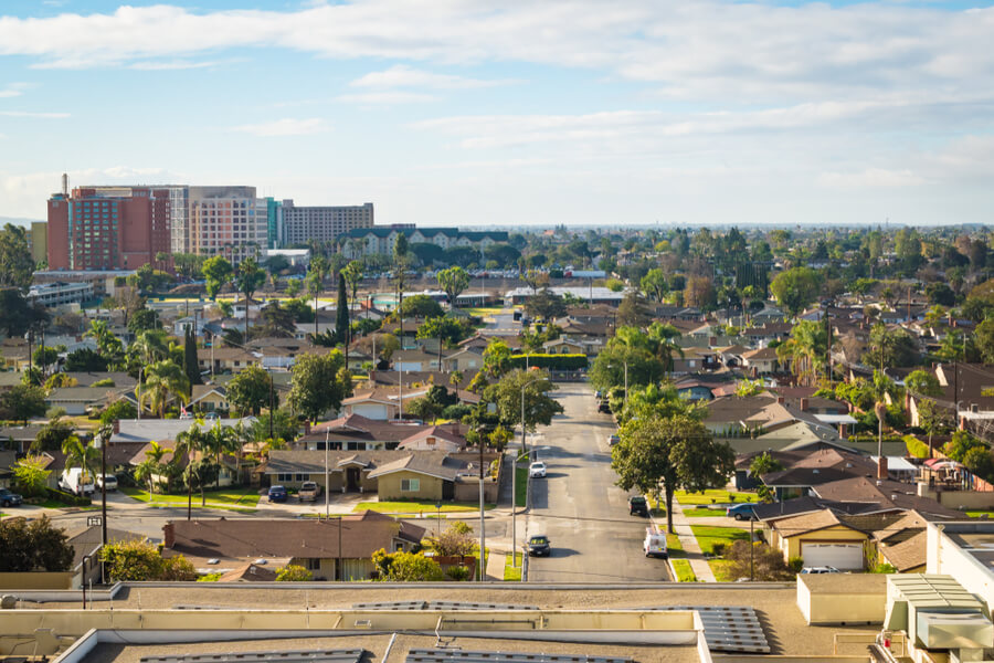 Residential area of Anaheim, California