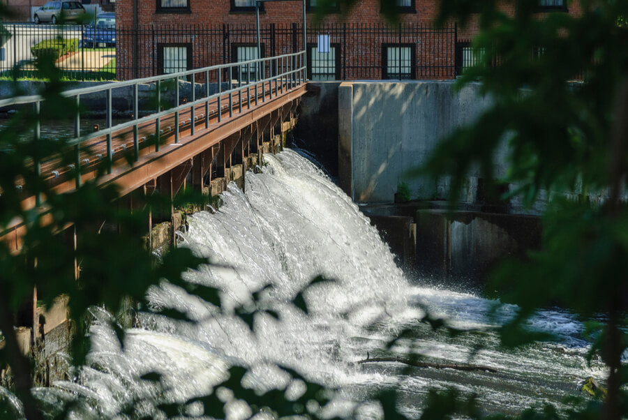cascading downstream in Waltham, Massachusetts