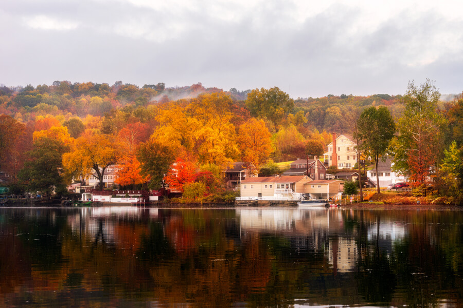 Autumn morning in Shelton, Connecticut, USA