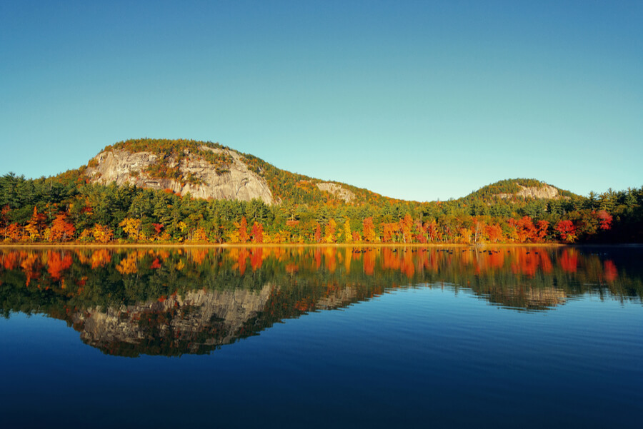 Autumn foliage with lake in New England area