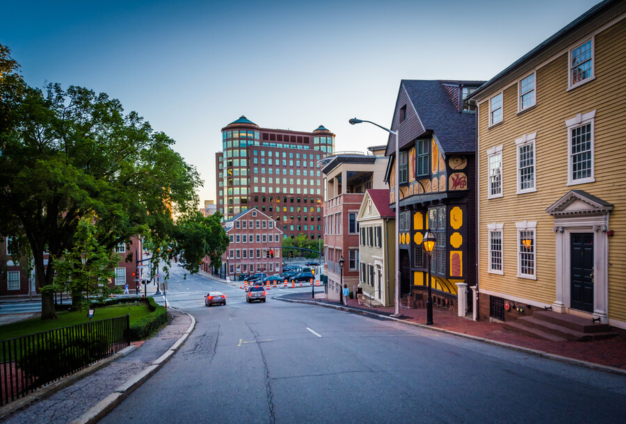 Buildings along Thomas Street, in Providence